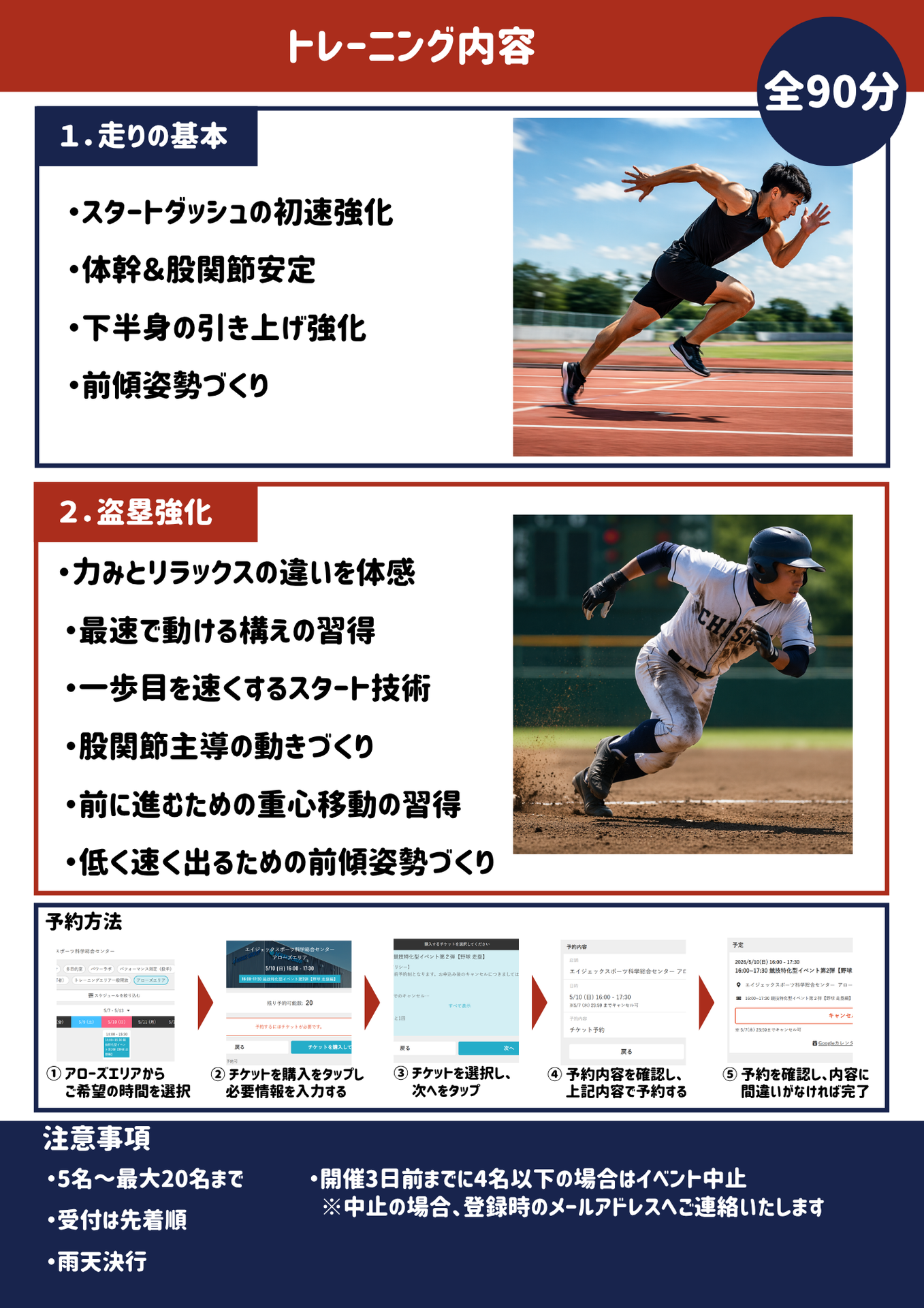 トレーニング内容・予約方法・注意事項 — 裏面フライヤー